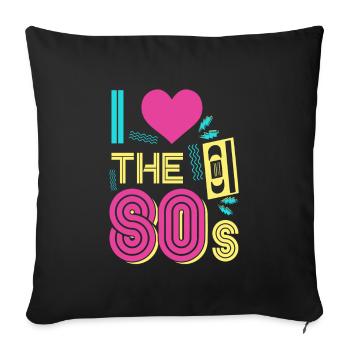 I love 80's Retro 80s Oldschool mot d’ordre fête - Housse de coussin décorative 45 x 45 cm - noir - Devant