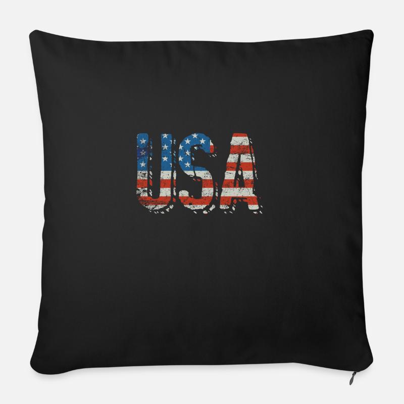 USA - Sofakissenbezug 45 x 45 cm - Schwarz