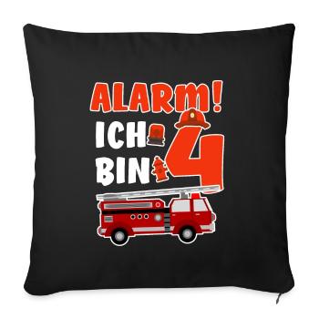 Alarm Ich bin 4 - 4. Geburtstag - Feuerwehr - - Sofakissenbezug 45 x 45 cm - Schwarz - Vorne