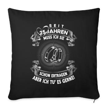 Traumpaar seit 25 Jahren Silberhochzeit Geschenk - Sofakissenbezug 45 x 45 cm - Schwarz - Vorne