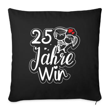 Traumpaar seit 25 Jahren Silberhochzeit Geschenk - Sofakissenbezug 45 x 45 cm - Schwarz - Vorne