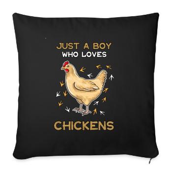 Just A Boy Who Loves Chickens - Sofa pillowcase 17,3'' x 17,3'' (45 x 45 cm) - black - Front