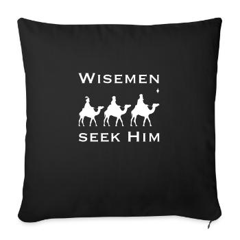 Christliche Weihnachtsdesign-Weise suchen ihn - Sofakissenbezug 45 x 45 cm - Schwarz - Vorne