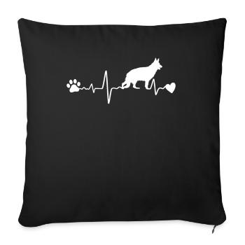 German Shepherd Heartbeat Dog Owner - Sofa pillowcase 17,3'' x 17,3'' (45 x 45 cm) - black - Front