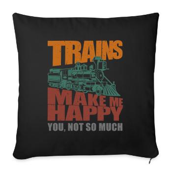 Locomotive locomotive à vapeur locomotive ferroviaire locomotive à vapeur - Housse de coussin décorative 45 x 45 cm - noir - Devant