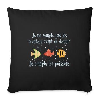 Je compte les poissons pêche - Sofa pillowcase 17,3'' x 17,3'' (45 x 45 cm) - black - Front