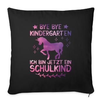 Ich bin jetzt ein Schulkind 2021 Pferde Mädchen - Sofakissenbezug 45 x 45 cm - Schwarz - Vorne