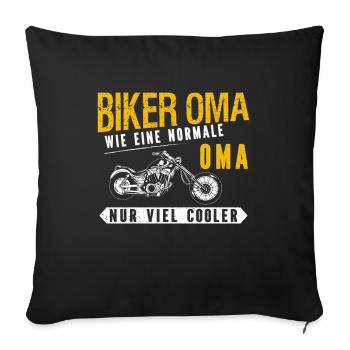Biker Oma wie eine normale Oma nur viel cooler - - Sofakissenbezug 45 x 45 cm - Schwarz - Vorne