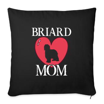 briard maman chien - Housse de coussin décorative 45 x 45 cm - noir - Devant