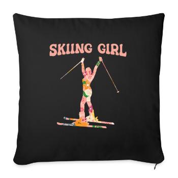 Ski Skiing Skis - Sofa pillowcase 17,3'' x 17,3'' (45 x 45 cm) - black - Front