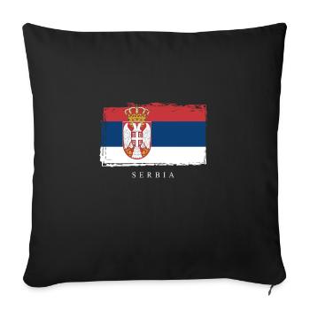 Serbie Serbien - Housse de coussin décorative 45 x 45 cm - noir - Devant