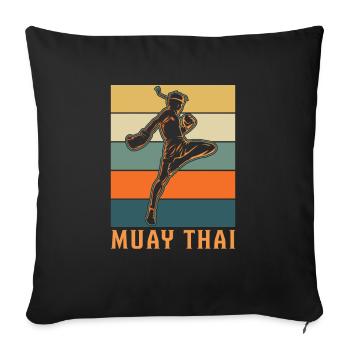 Retro Muay Thai Boxing Vintage Thaiboxen Boxer - Housse de coussin décorative 45 x 45 cm - noir - Devant