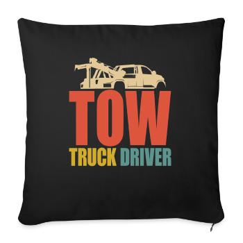 Retro Tow truck vintage tow truck - Sofa pillowcase 17,3'' x 17,3'' (45 x 45 cm) - black - Front