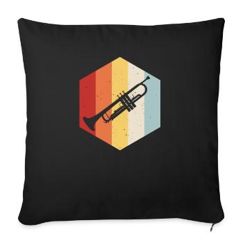 Trompette Rétro Trompette Vintage Trompette - Housse de coussin décorative 45 x 45 cm - noir - Devant