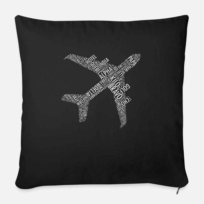 Flugzeug Pilot Flieger Flugzeugführer - Sofakissenbezug 45 x 45 cm - Schwarz