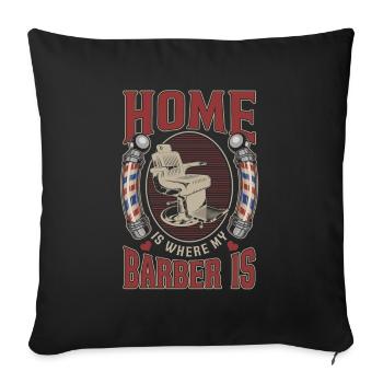 Barbier Barbier Coiffeur Homme Coiffeur Barbershop - Housse de coussin décorative 45 x 45 cm - noir - Devant