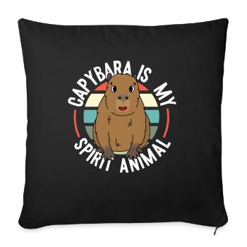 Capybara capybara rongeur - Housse de coussin décorative 45 x 45 cm - noir - Devant