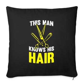 Barbier Barbier Coiffeur Homme Coiffeur Barbershop - Housse de coussin décorative 45 x 45 cm - noir - Devant