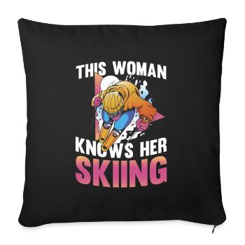 Ski Skiing Skis - Sofa pillowcase 17,3'' x 17,3'' (45 x 45 cm) - black - Front