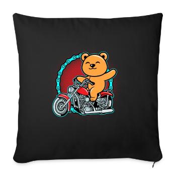 Bear Riding Motorcycle - Sofa pillowcase 17,3'' x 17,3'' (45 x 45 cm) - black - Front