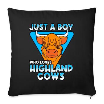 Just A Boy Who Loves Highland Cows - Sofa pillowcase 17,3'' x 17,3'' (45 x 45 cm) - black - Front