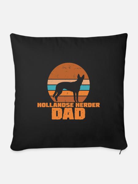 Hollandse Herder Dad - Sofakissenbezug 45 x 45 cm - Schwarz
