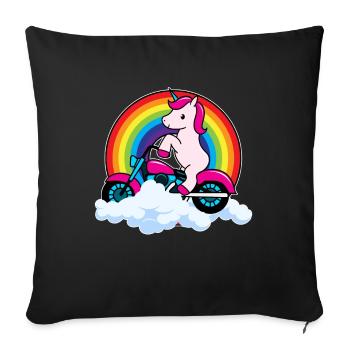 Unicorn Riding Motorbike - Sofa pillowcase 17,3'' x 17,3'' (45 x 45 cm) - black - Front