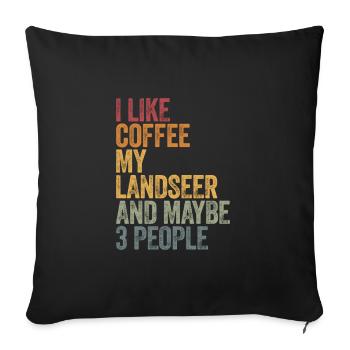 J’aime le café mon Landseer et peut-être 3 personnes - Housse de coussin décorative 45 x 45 cm - noir - Devant