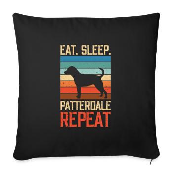 Eat sleep Patterdale repeat - Sofa pillowcase 17,3'' x 17,3'' (45 x 45 cm) - black - Front