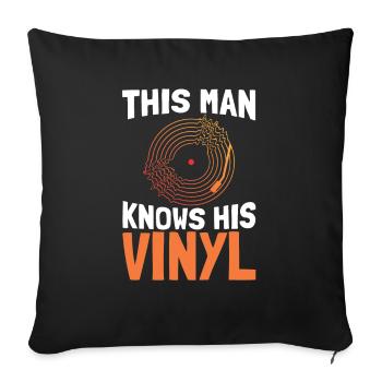 Collectionneur de disques vinyle LP - Housse de coussin décorative 45 x 45 cm - noir - Devant