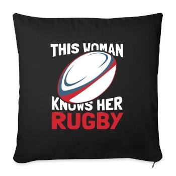 Rugby - Sofakissenbezug 45 x 45 cm - Schwarz - Vorne