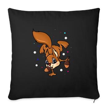 Squirrel Handstand - Sofa pillowcase 17,3'' x 17,3'' (45 x 45 cm) - black - Front