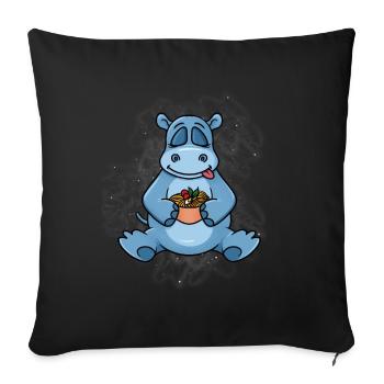 Hippopotamus Eating Ramen - Sofa pillowcase 17,3'' x 17,3'' (45 x 45 cm) - black - Front