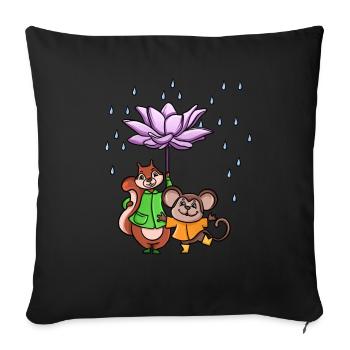 Lotus Flower Umbrella - Sofa pillowcase 17,3'' x 17,3'' (45 x 45 cm) - black - Front