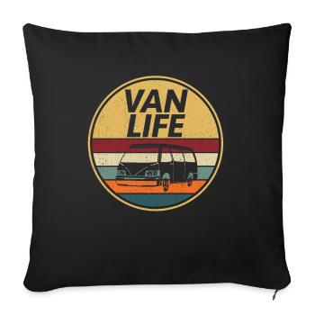 Camping-car Caravane Camping-car - Housse de coussin décorative 45 x 45 cm - noir - Devant