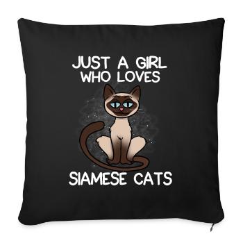 Just A Girl Who Loves Siamese Cats - Sofa pillowcase 17,3'' x 17,3'' (45 x 45 cm) - black - Front