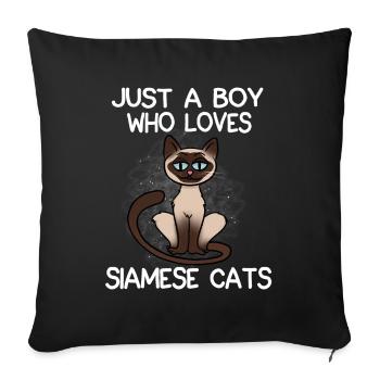 Just A Boy Who Loves Siamese Cats - Sofa pillowcase 17,3'' x 17,3'' (45 x 45 cm) - black - Front