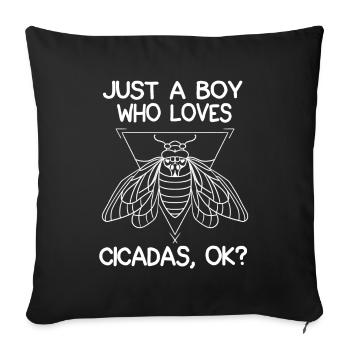 Just A Boy Who Loves Cicadas - Sofa pillowcase 17,3'' x 17,3'' (45 x 45 cm) - black - Front