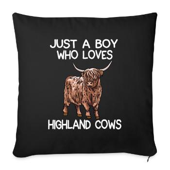 Just A Boy Who Loves Highland Cows - Sofa pillowcase 17,3'' x 17,3'' (45 x 45 cm) - black - Front