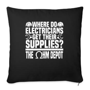 Électricien Ingénieur électricien Technicien en électronique - Housse de coussin décorative 45 x 45 cm - noir - Devant