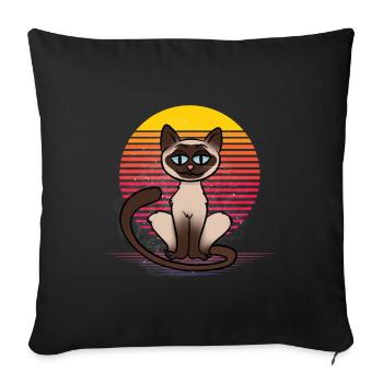 Siamese Cat Vapor - Sofa pillowcase 17,3'' x 17,3'' (45 x 45 cm) - black - Front