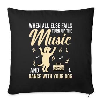 Chien amoureux chien danse à quatre pattes - Housse de coussin décorative 45 x 45 cm - noir - Devant