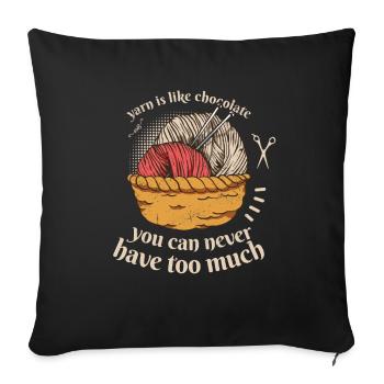 Le fil est comme le tricot au chocolat - Housse de coussin décorative 45 x 45 cm - noir - Devant