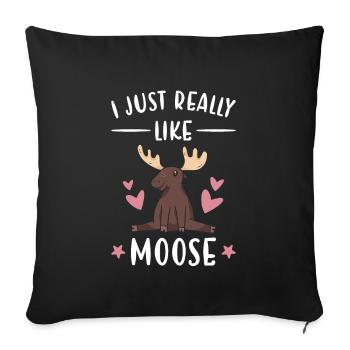 Elk I just really like Moose - Sofa pillowcase 17,3'' x 17,3'' (45 x 45 cm) - black - Front