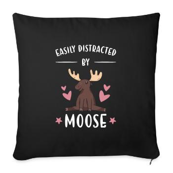 Elk Easily Distracted By Moose - Sofa pillowcase 17,3'' x 17,3'' (45 x 45 cm) - black - Front
