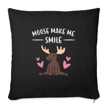 Elk Moose Make Me Smile Moose - Sofa pillowcase 17,3'' x 17,3'' (45 x 45 cm) - black - Front