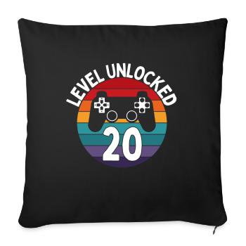 LEVEL 20 UNLOCK BIRTHDAY GAMING - Sofa pillowcase 17,3'' x 17,3'' (45 x 45 cm) - black - Front