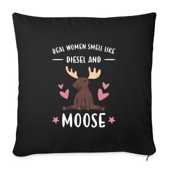 Les vraies femmes de wapiti sentent le diesel et l’orignal - Housse de coussin décorative 45 x 45 cm - noir - Devant