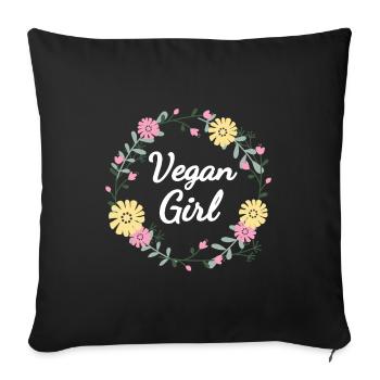 Vegan Girl Vegetable Lover Women - Sofa pillowcase 17,3'' x 17,3'' (45 x 45 cm) - black - Front