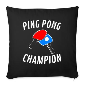 Maître de Tennis de Table Ping-Pong - Housse de coussin décorative 45 x 45 cm - noir - Devant